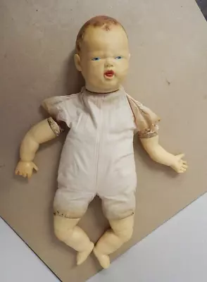 Vintage Unmarked Yawning/Crying 20  Stuffed Vinyl Baby Doll For Repair Or Parts • $9.99