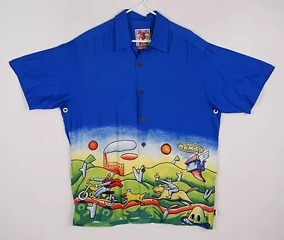 910 - Mambo Loud Shirts L Hawaiian Shirt Blue Motorcycle Horse Dog Vintage 90's • $149.99