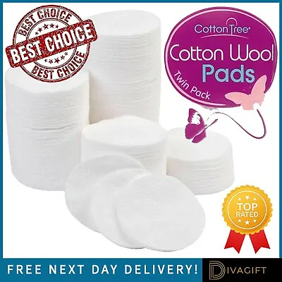 Cotton Wool Face Pads Round Oval Pleat Balls Roll Piece Soft Absorbent Makeup • £4.99
