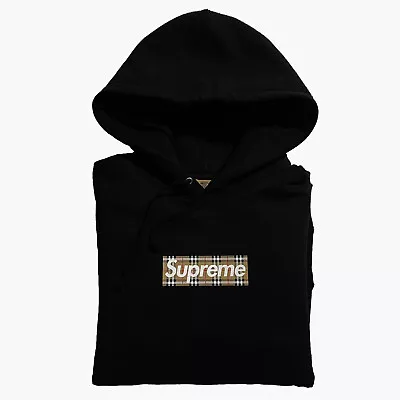 Supreme X Burberry Box Logo Hooded Sweatshirt Black (m) Ss22 Hoodie • $340