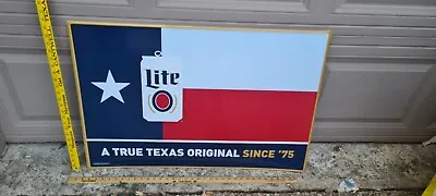 Miller Lite Beer Teas State Flag  Lone Star Metal Beer Sign • $49