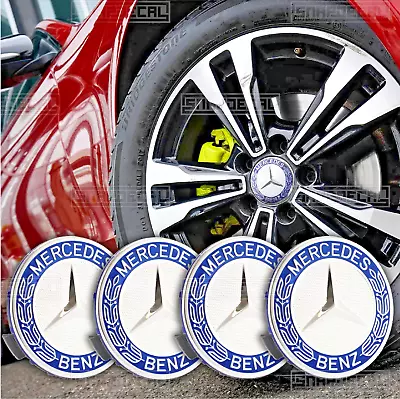 $24.99 • Buy 4 Center Caps For Mercedes Benz Wheel  Classic Dark Blue  - 75MM / 3  AMG Wreath