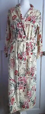 Past Times Vintage Floral Long Dressing Gown Cotton Pockets S/M • £29