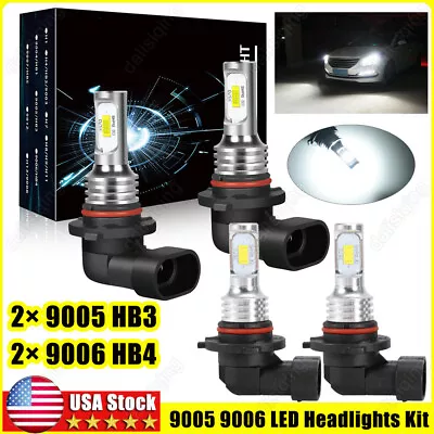 9005 9006 LED Headlights Kit Combo Bulbs 6500K High Low Beam Super White Bright • $19.99