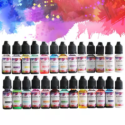 26 Bottle Colors Alcohol-Based Ink Diffusion Epoxy Resin Pigment Kit Liquid Dye • $25.99