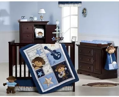 Carter’s Rockstar Monkey Rockstar Nursery Décor & Crib Bedding 4 Piece Set NEW • $32