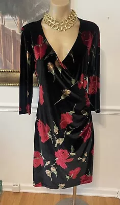 EXC Victorias Secret Moda International  Black Sexy Wrap Look Velvet Dress M • $30