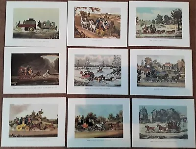 Set 9 Stage Coach Prints Royal Mail Art Transportation James Pollard 1800s Repro • £74.99
