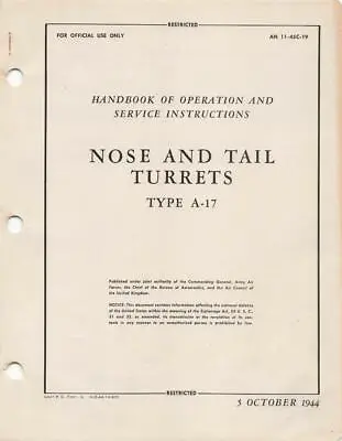 1944 Aaf Sperry A-17 Nose & Tail Turrets Op/service Flight Manual Handbook-cd • $49.99