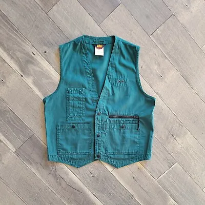 Vintage REI Co-Op Vest Medium Green Canvas Safari Hiking Camping Outdoor Pockets • $24.99