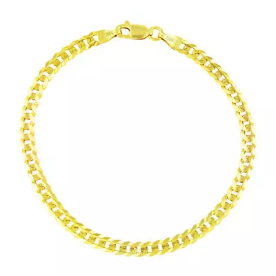 10K Yellow Gold Solid 4mm Concave Curb Cuban Chain Italian Link Mens Bracelet 8  • $130.99