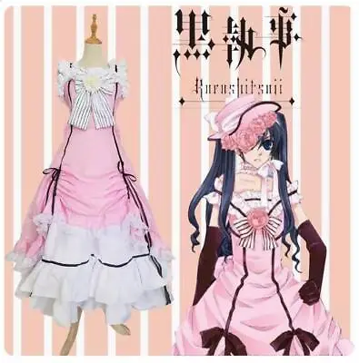 Anime Black Butler Ciel Phantomhive Court Dress Costume Pink Maid Cosplay Outfit • $55.23