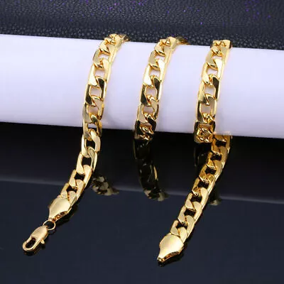 New Solid Unisex Necklace 8  To 30  6mm Gold Filled Womens Men Curb Chain UK • £4.95