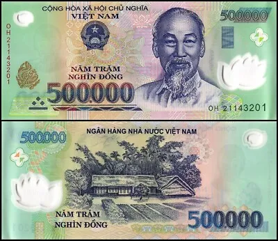 Vietnam 500000 Dong Banknote 2021 P-124q UNC Polymer USA SELLER COA 1 Note • $60