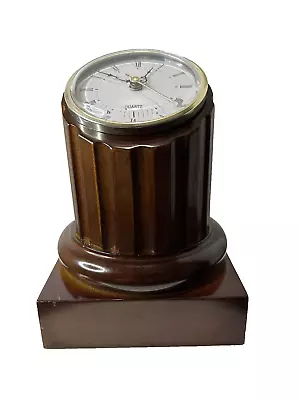 Vintage 1992 The Bombay Company Desk Clock Wood Column Design  Tested • $23