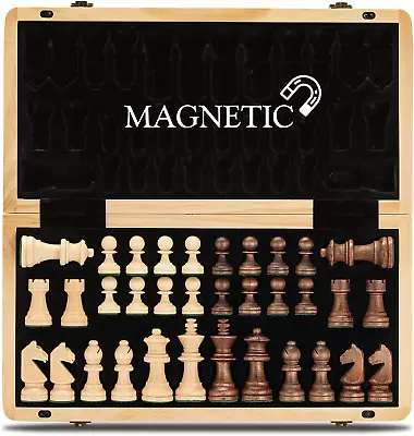 15  Magnetic Wooden Chess Set/Folding Board / 3  King Height German Knight  • $38.68