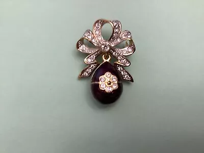 Faberge-Inspired Imperial Purple Rose Egg Brooch • $44.95