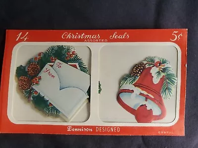 Dennison Christmas Seals Unopened Pack 14 Wreath Bell Gift Tag Decoration • $10.99