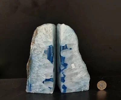 £55 • Buy AB57) Agate Quartz Crystal Bookends Blue