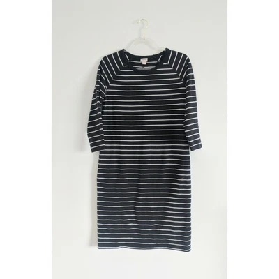 $0.99 • Buy Merona Black Striped Crewneck Sweatshirt Dress Sz S Lounge Athleisure