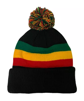 Rasta Jamaica Jamaican Reggae Flag Color Pom Beanie Ski Knit Winter Warm Cap Hat • $14.99