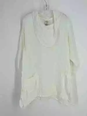 Match Point Size XL White Cowlneck Linen Tops Tunic • $28