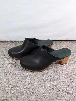 Ugg Abbie Black Leather Sheepskin Studded Mule Clogs 3201 Size US 11 Block Heel • $29.90