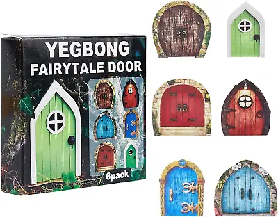 AMIJOUX 6 Pack Fairy Door And Windows For Trees Miniature Fairy Garden Outdoor • £11.07