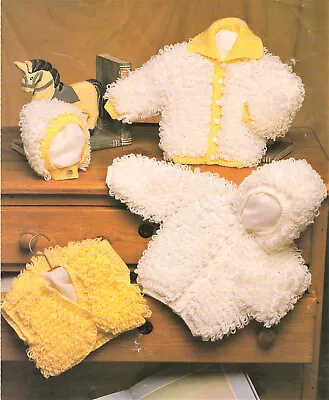 Baby Girls Boys Loopy Hooded Jacket Waiscoat Cardigan KNITTING PATTERN DK 16 -24 • £2.15