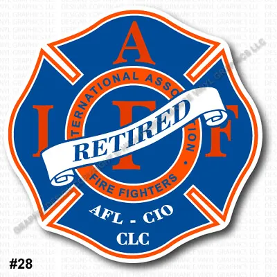 IAFF Firefighter HELMET Decal 2  RETIRED Sticker Intense Blue Org Laminated 0415 • $3.49