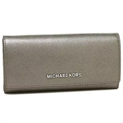 Michael Kors Jet Set Travel Carryall Leather Wallet - Nickel - 35H6MYAE7M • $45