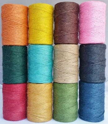 £1.99 • Buy 1m-500m 3 Ply Coloured Jute Twine Gift Garden Burlap Craft String Cord UK Made