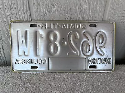 Vintage 1985 British Columbia Canada Commercial Trailer License Plate #962-81W • $9.95