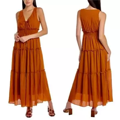$139 TAYLOR L Cinnamon Sleeveless Maxi Boho Dress V-Neck Smocked Ruffled Tiered • $23.99