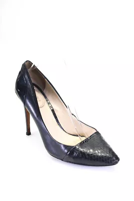 VC Signature Womens Pointed Toe Animal Print Leather Heel Pumps Black Size 8.5 • $34.81
