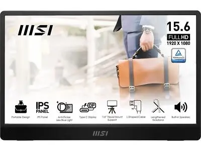 MSI Pro MP161 Portable Monitor 15.6  FHD IPS 1080p USB Type-C Mini-HDMI Buil • $109.99
