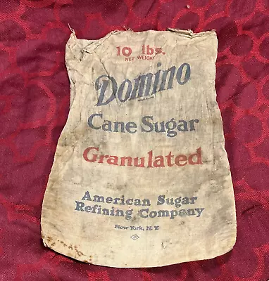 Vintage Origianl DOMINO PURE CANE SUGAR 10 LB Sack New York Print On Both Sides • $5.99