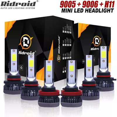 6pcs 9005 9006 H11 Combo LED Headlight Fog Bulbs Kit High Low Beam 6000K White • $19.69