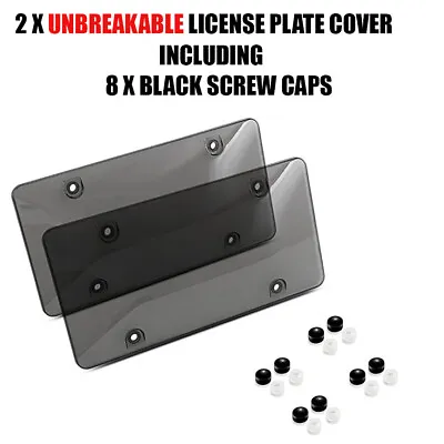 $9.45 • Buy 2x Smoked Clear License Plate Cover Frame Shield Tinted Bubbled Flat Car