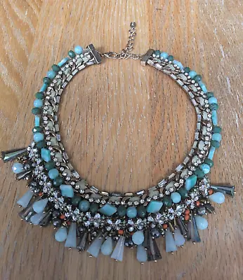 Beautiful Statement ZARA Gems Collar Necklace:Colour:Green • $31.10