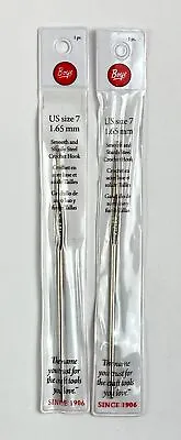 Boye Crochet Hook Smooth And Stordy Steel US Size 7 1.65 Mm Set Of 2 • $10.01