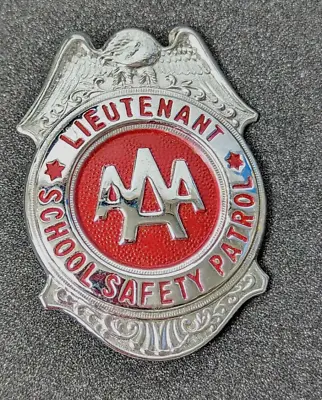 Vintage AAA Lieutenant School Safety Patrol Pinback Badge Button Metal 2 5/8  • $45