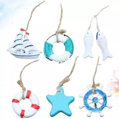  6 Pcs Beach Ornaments For Christmas Tree Nautical Wall Decortation Accessories • £6.78