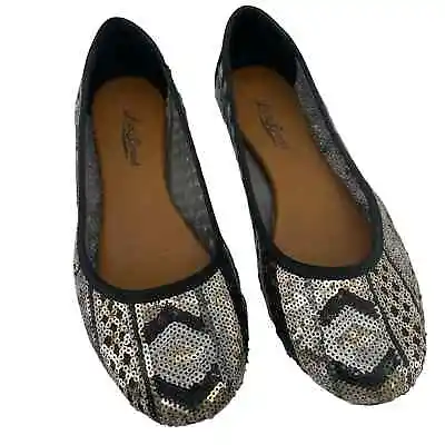 Lucky Brand 8 Sequin Ballet Flats Round Toe Shoes Multicolor Black Silver Gold • $27