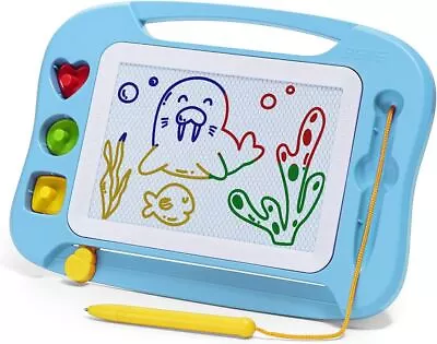 Kids Magnetic Drawing Board Learning Travel Toy Gift Etch Sketch | Choose Colour • £12.94