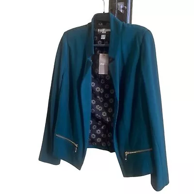 New Lined Jacket Chico’s Size 0 Goddess Green W/ Gld Detail US Size 4 Size Small • $28.88