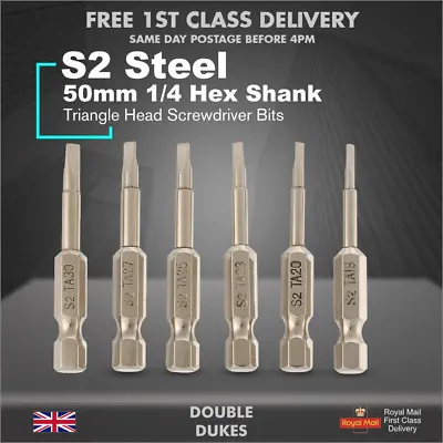 6Pcs Magnetic Triangle Head Screwdriver Bits S2 Steel 1/4  Hex Shank Alloy 50mm • £5.99