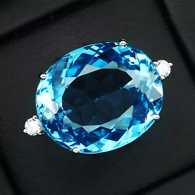 Baby Blue Spinel Oval Rare 24.70Ct 925 Sterling Silver Handmade Rings Size 8.5 • $39.99