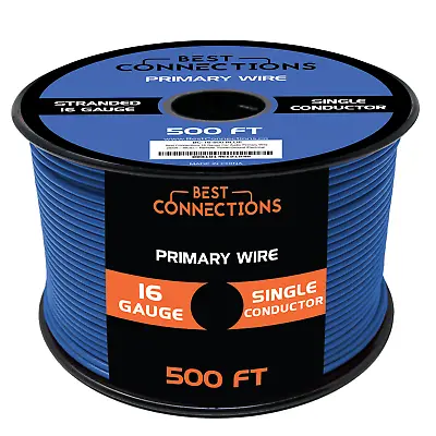 16 Gauge Car Audio Primary Wire (500ft–Blue)– Remote Power/Ground Electrical • $35.95