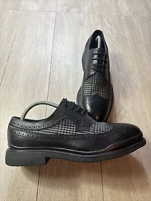 Vintage Foundry Dress Shoes Houndstooth Wingtip Oxford Derby Leather Black 11 • $69.99